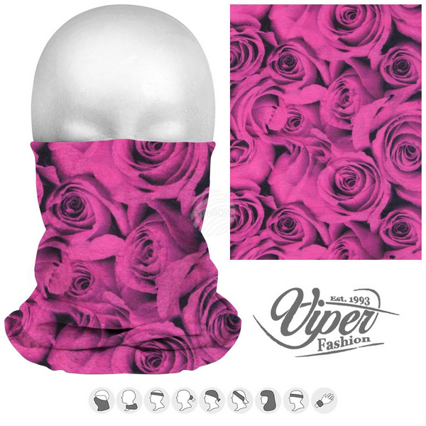 Viper Fashion 9in1 Mikrokuitukangas Putkihuivi, pink ruusut